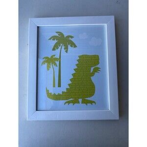 Dinosaur Alphabet Palm Tree Framed Nursery Art 12x14